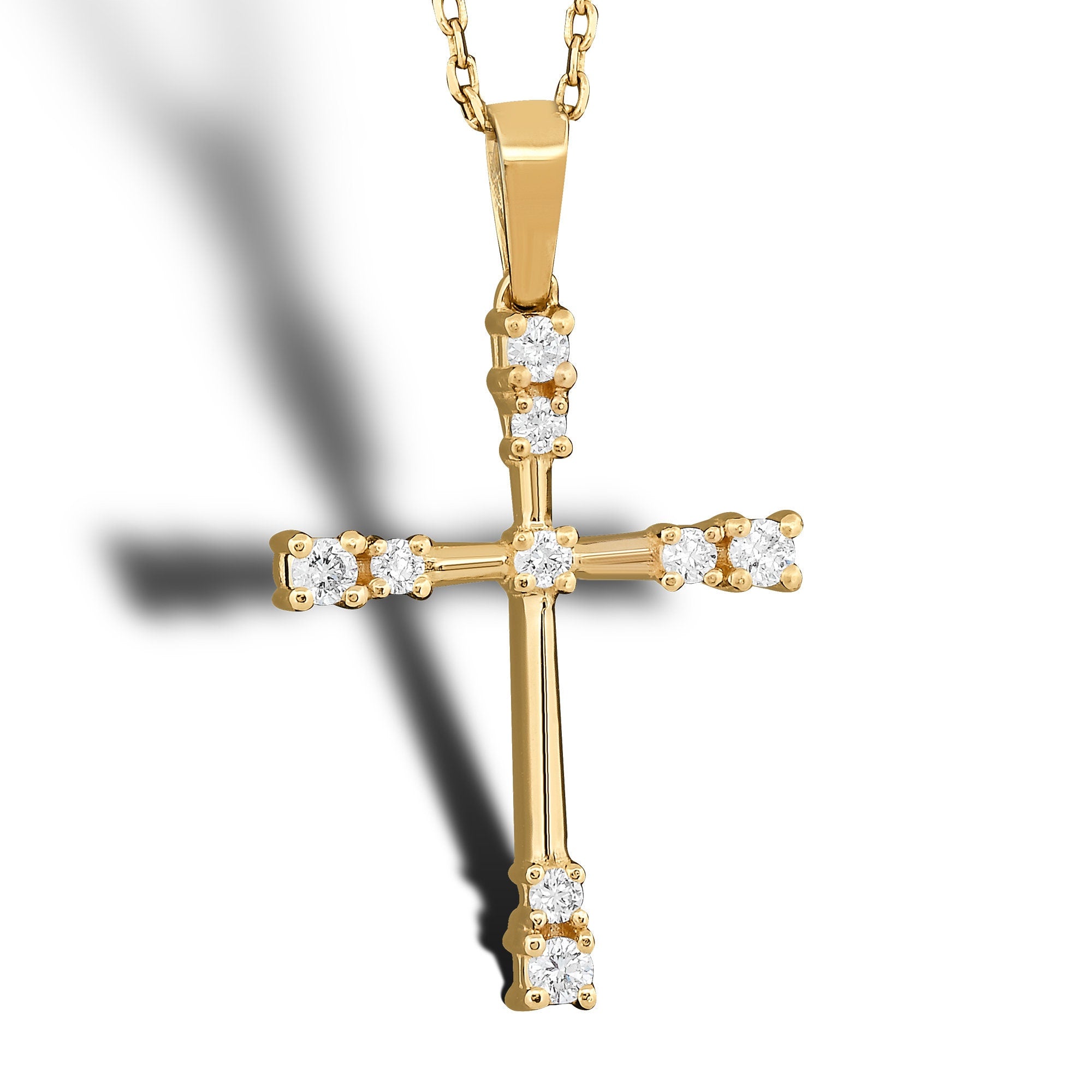14K Gold Diamond Cross Necklace – Selvian