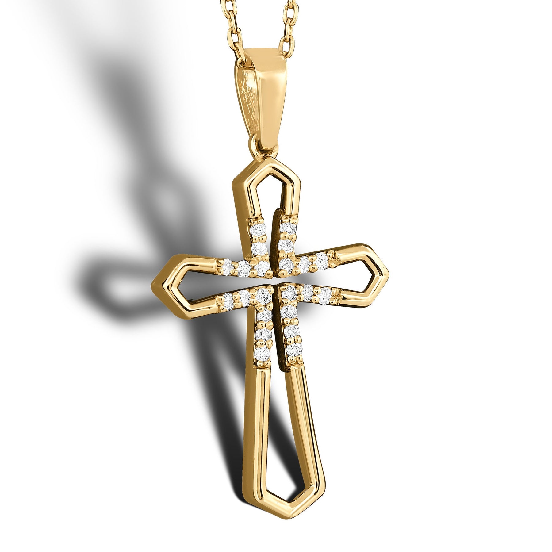 14K Gold Diamond Cross Necklace – Alvion
