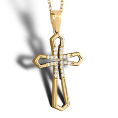 14K Gold Diamond Cross Necklace – Alvion