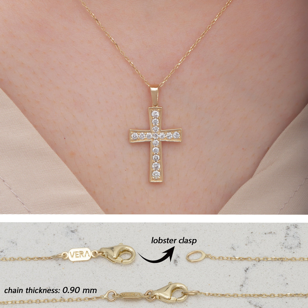 14K Gold Diamond Cross Necklace – Ovelis