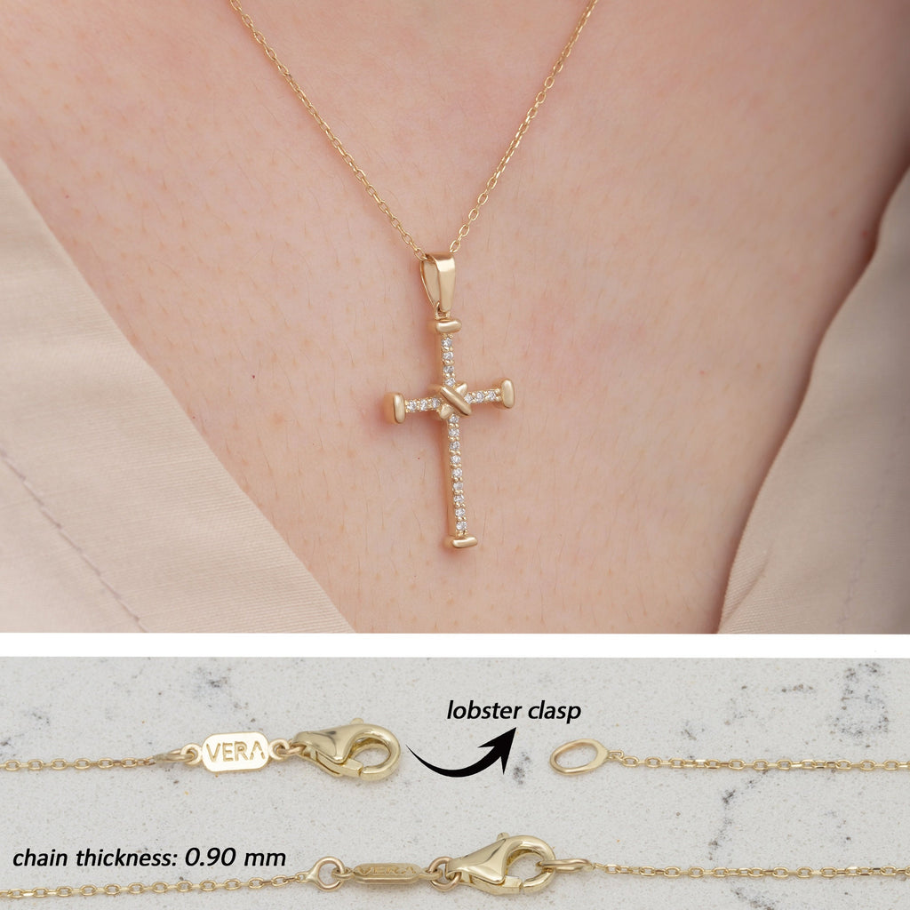 14K Gold Diamond Cross Necklace – Oravine