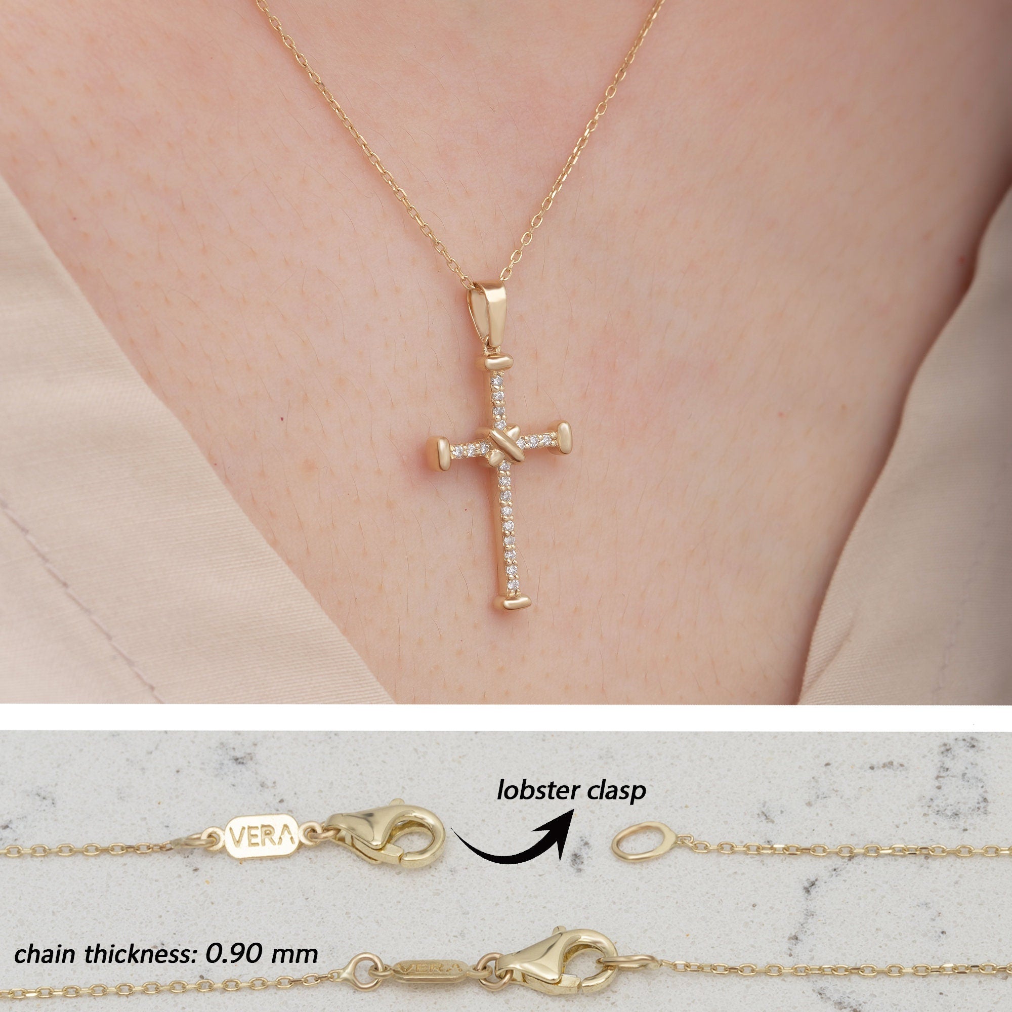 14K Gold Diamond Cross Necklace – Oravine