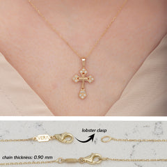 14K Gold Diamond Cross Necklace – Araviel