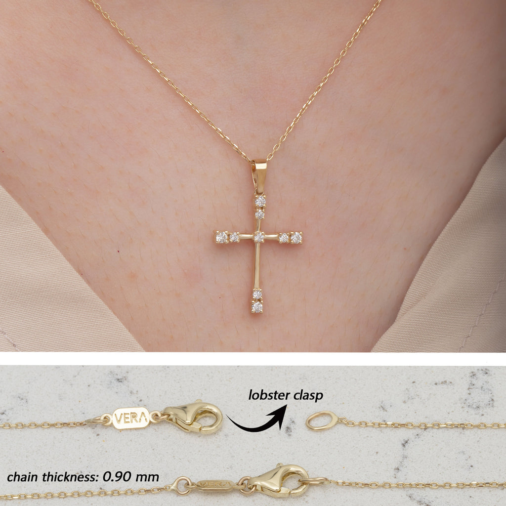 14K Gold Diamond Cross Necklace – Selvian