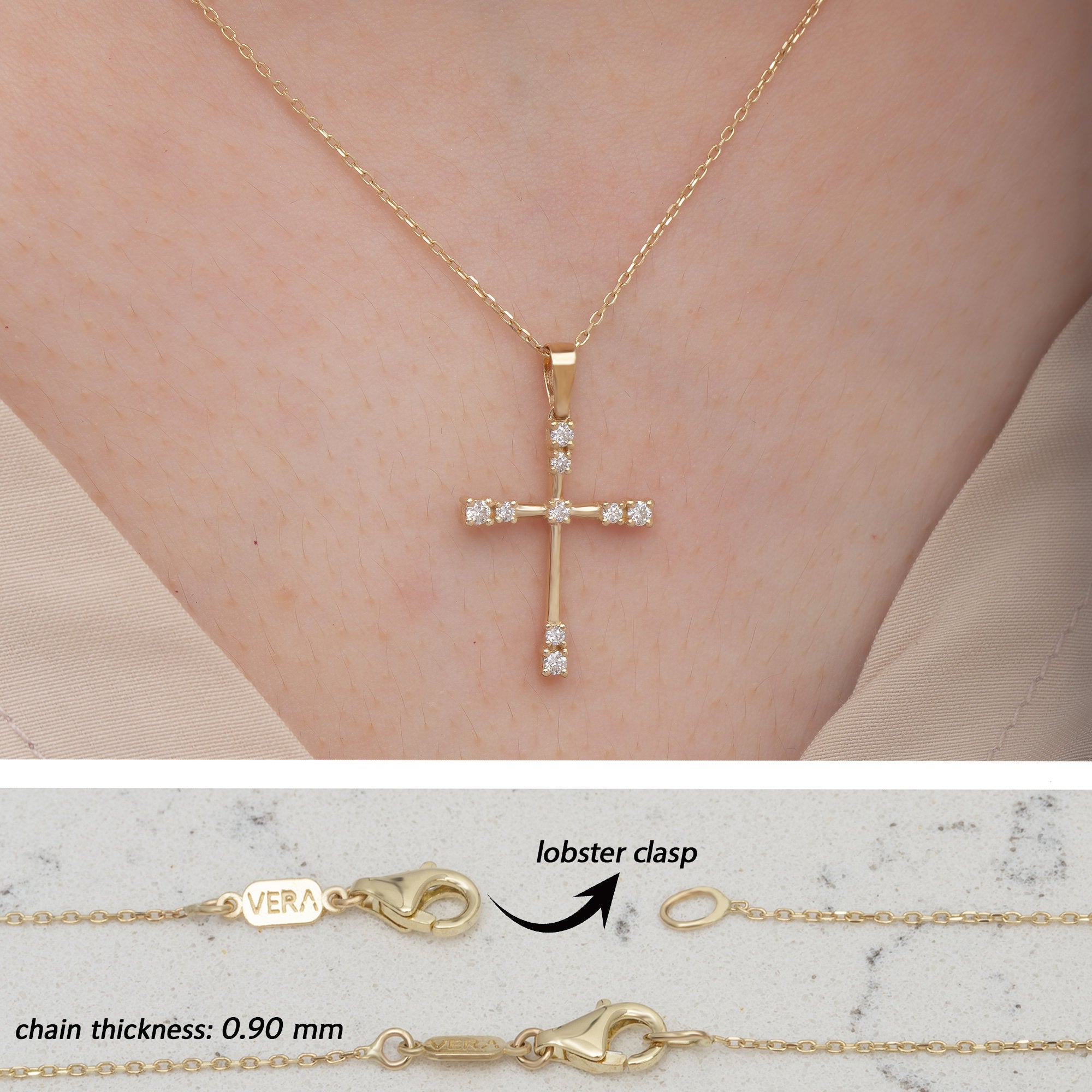 14K Gold Diamond Cross Necklace – Selvian