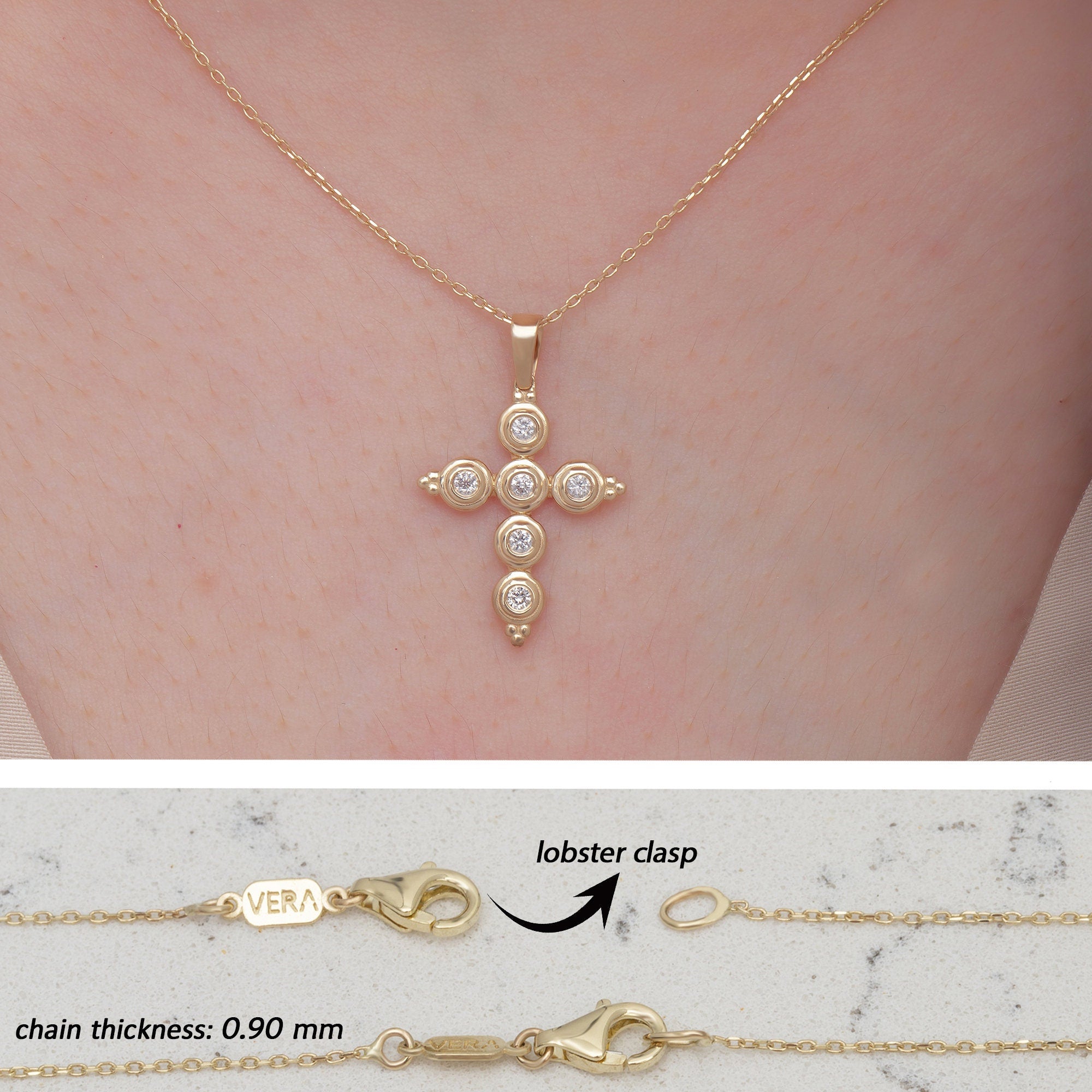 14K Gold Diamond Cross Necklace – Serian