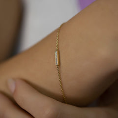 14K Gold Diamond Bracelets/ Dainty Gold Diamond Bar Bracelets/ Gold Pave Diamond Bracelets/ Birthday Gifts for Women/ Best Gifts for Her