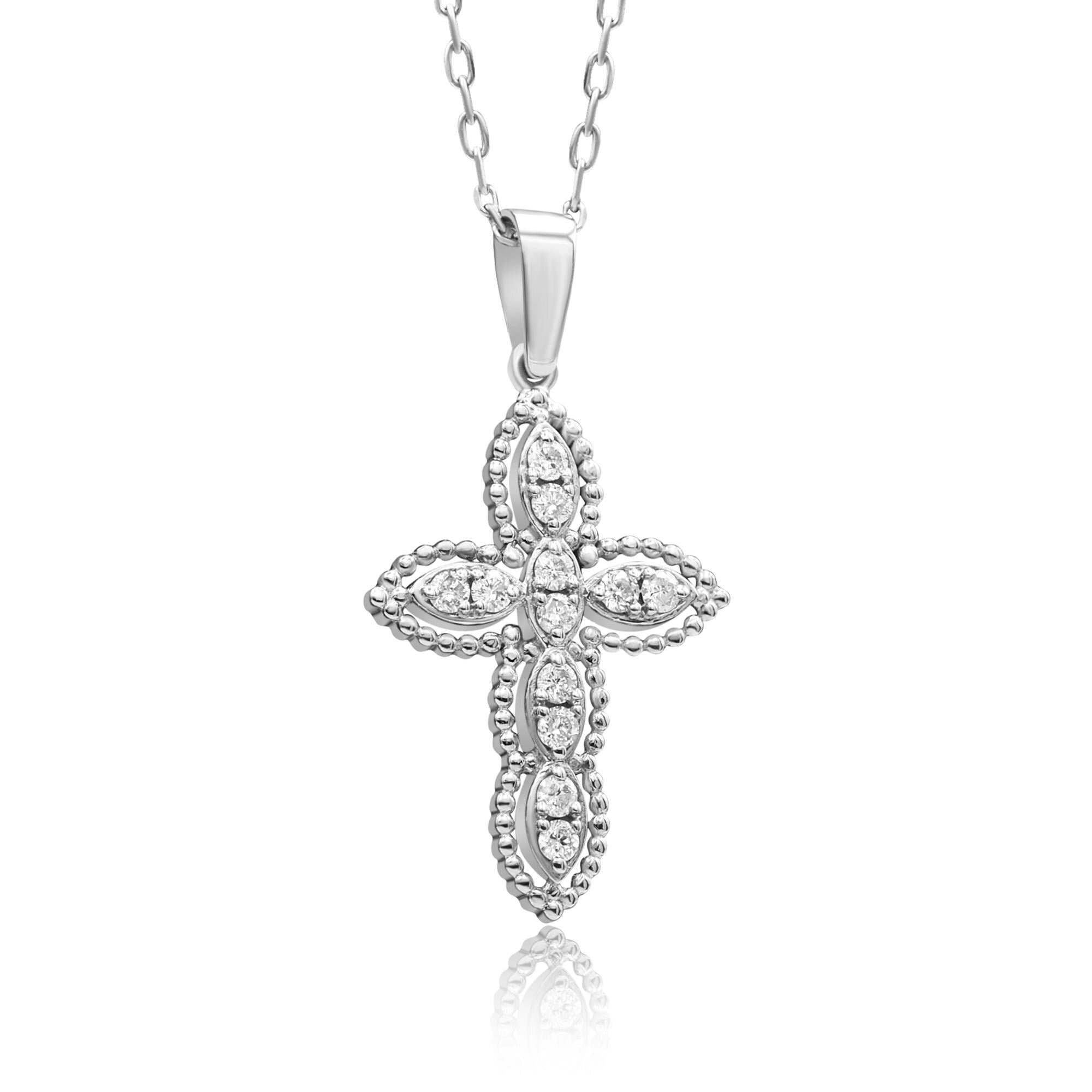 14K Gold Framed Diamond Cross Necklace – Auremis