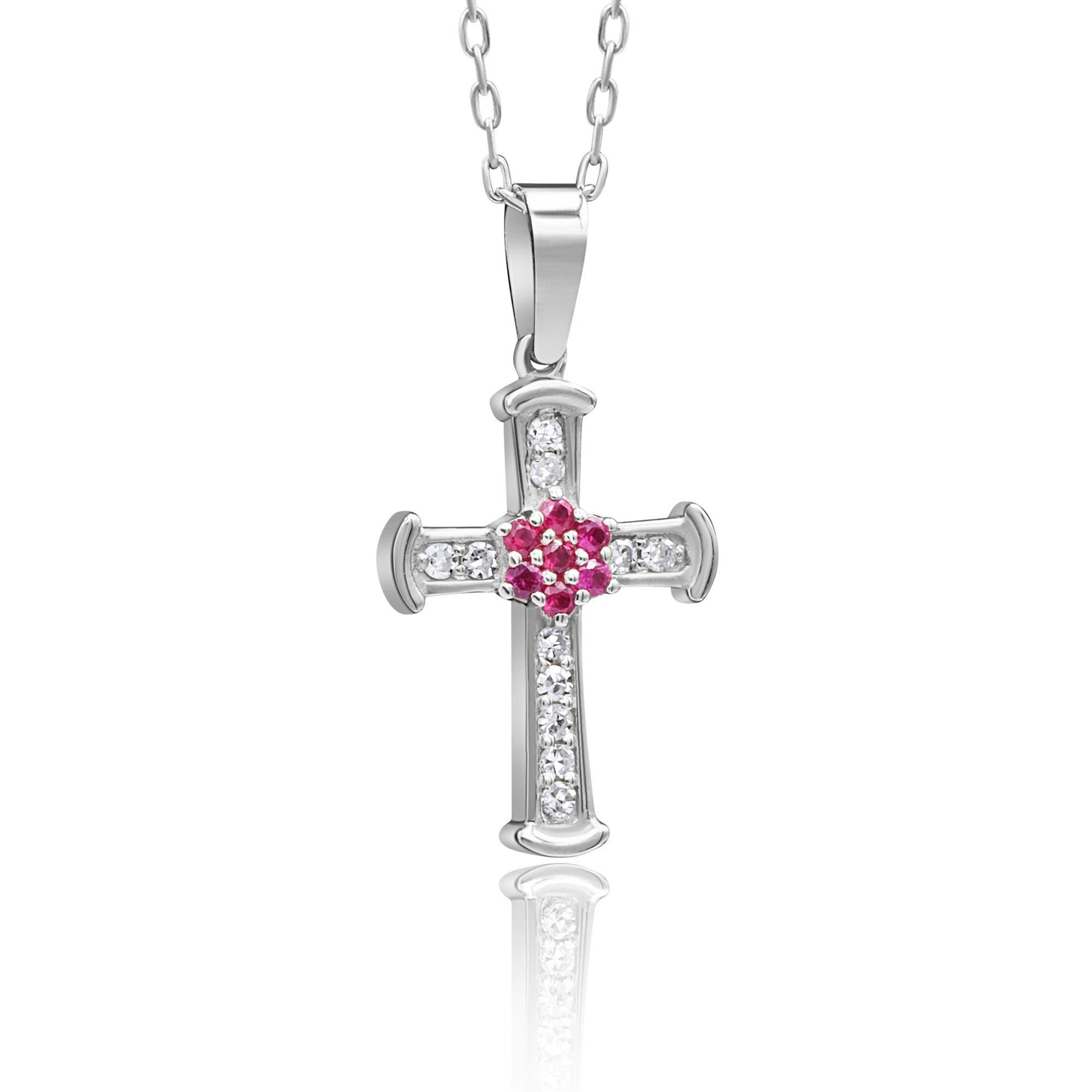 14K Gold Diamond & Ruby Cross Necklace – Radiance
