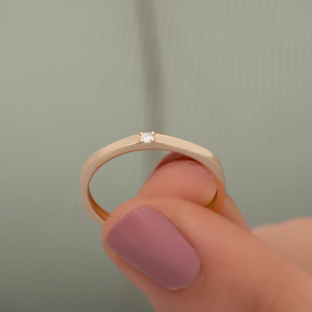 14K Gold Square Band Diamond Ring — Qyra