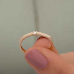 14K Gold Square Band Diamond Ring — Qyra