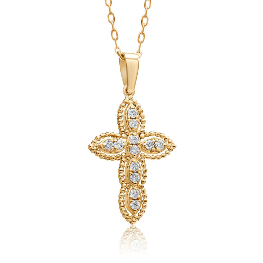 14K Gold Framed Diamond Cross Necklace – Auremis