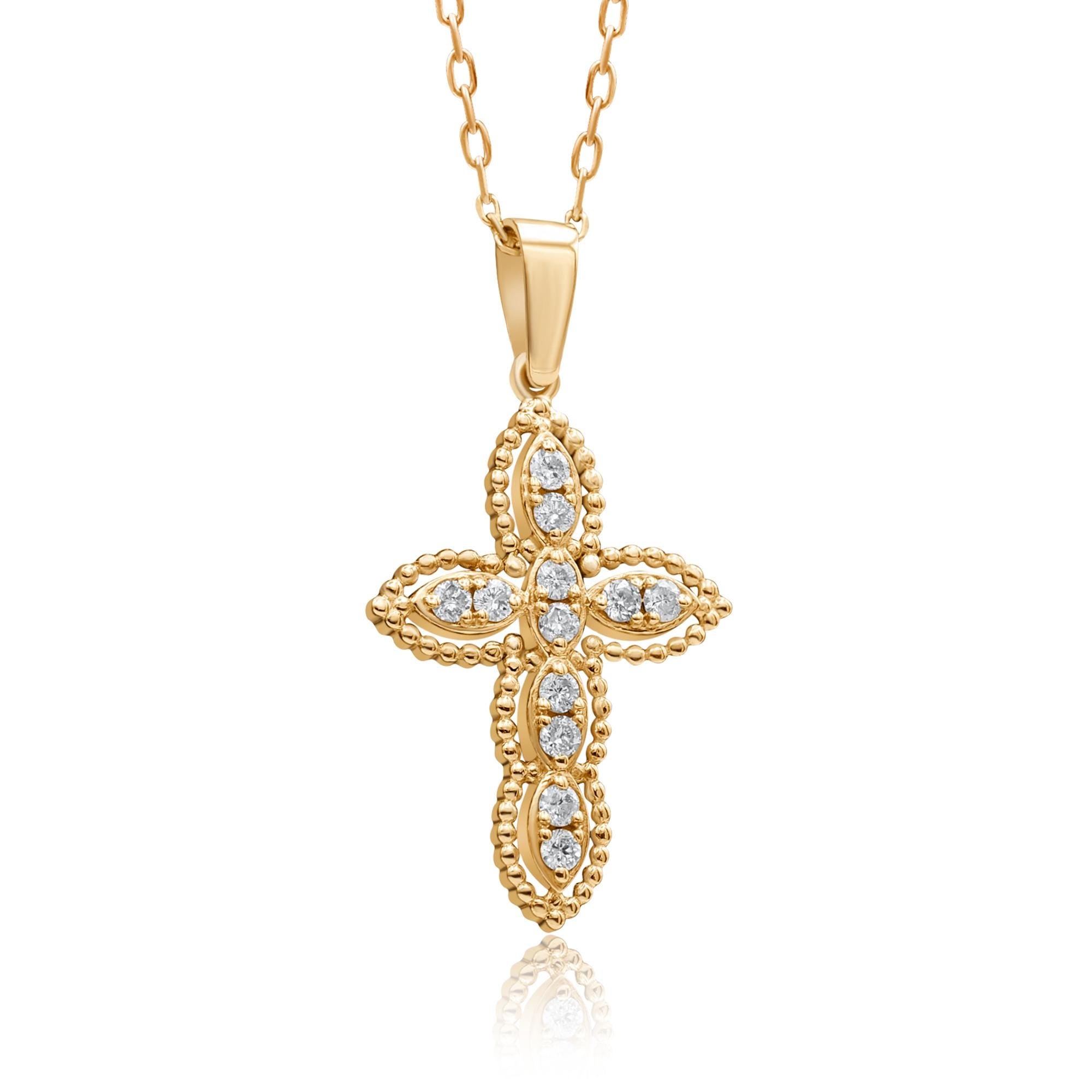 14K Gold Framed Diamond Cross Necklace – Auremis