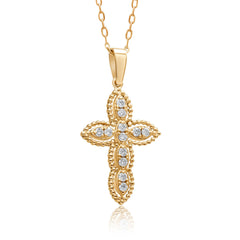 14K Gold Framed Diamond Cross Necklace – Auremis