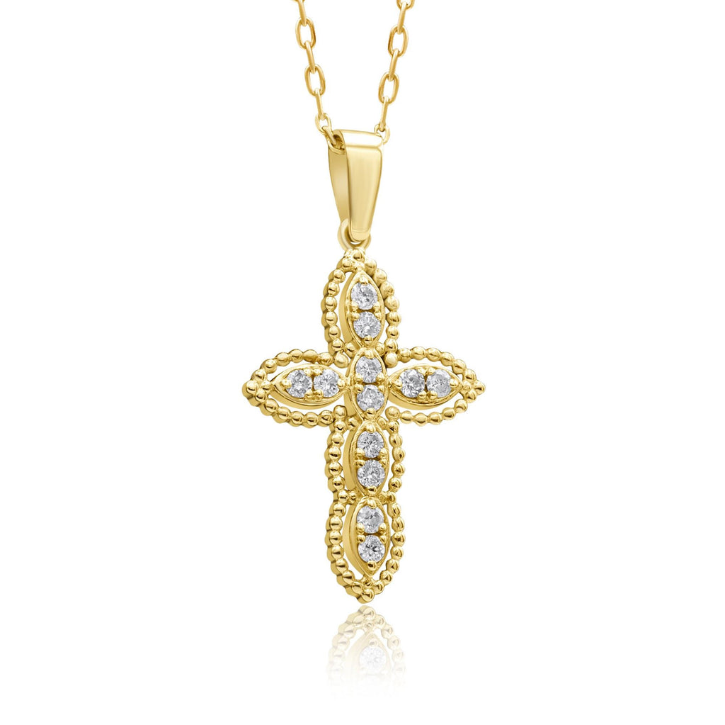 14K Gold Framed Diamond Cross Necklace – Auremis