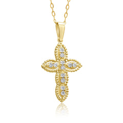 14K Gold Framed Diamond Cross Necklace – Auremis