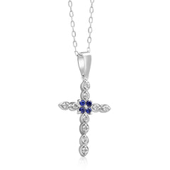14K Gold Diamond & Sapphire Cross Necklace – Seraphis