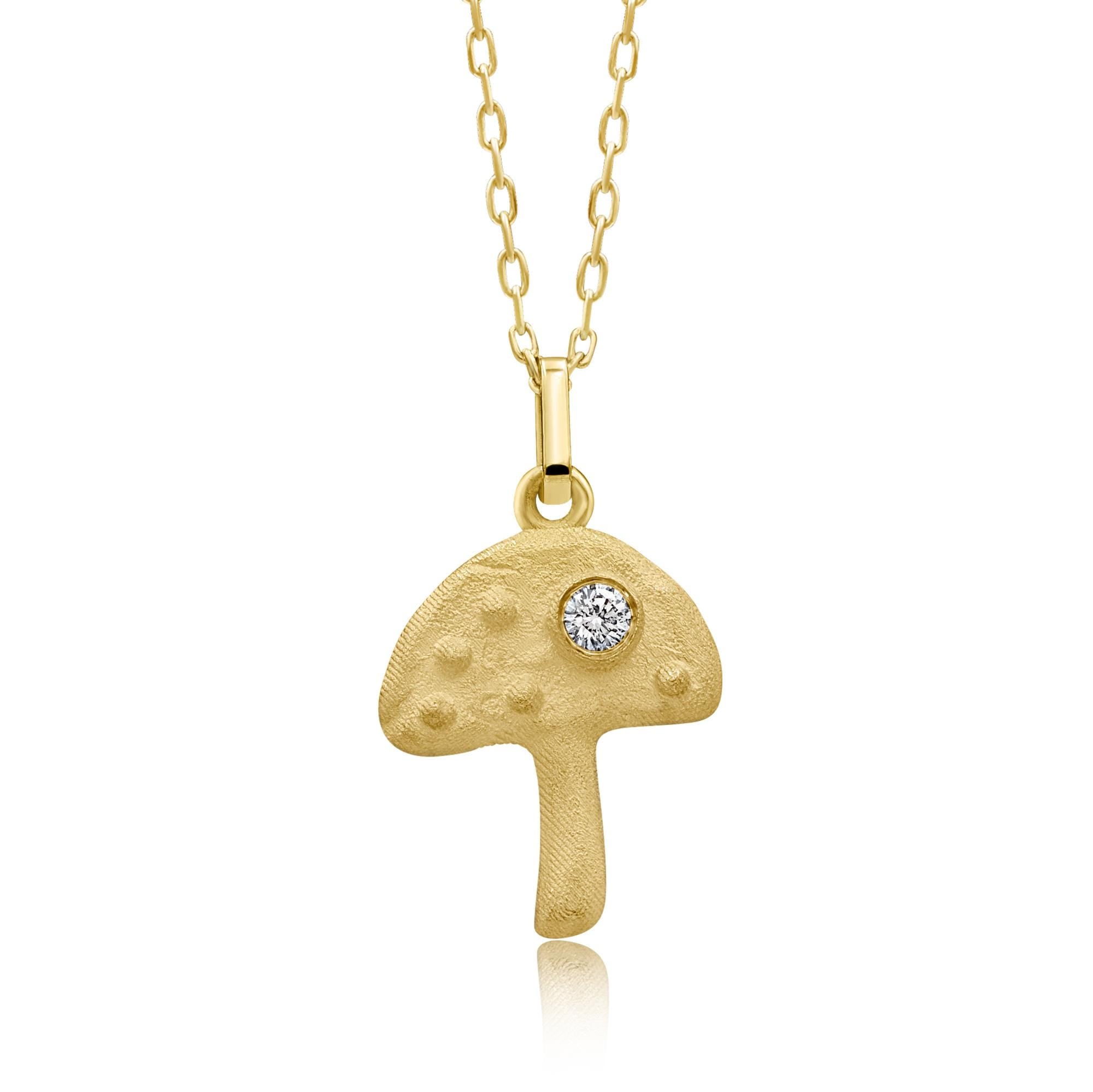 14K Gold Diamond Mushroom Necklace – Relic
