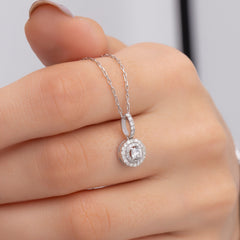 14K Gold Diamond Halo Necklace – Evercircle