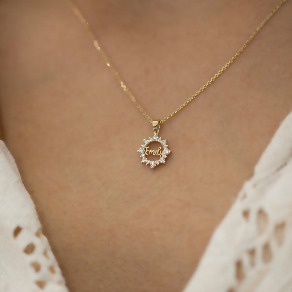 14K Gold Diamond Personalized Sun Necklace – Solstice Sun