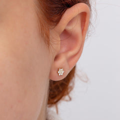 14K Gold Diamond Flower Stud Earrings – Bloom