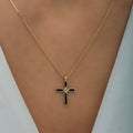 4K Gold Diamond Enamel Cross Necklace – Luminous