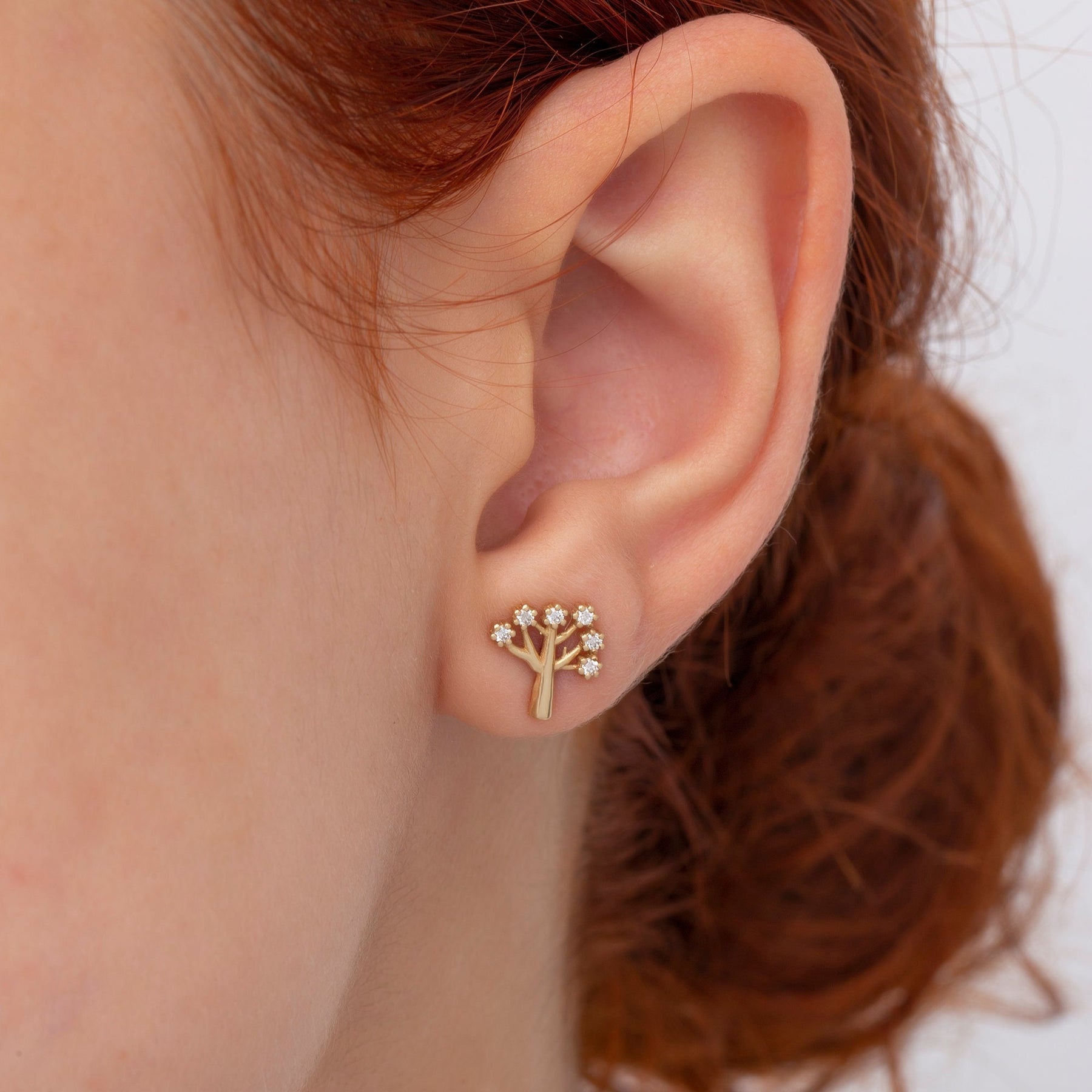 14K Gold Diamond Tree Stud Earrings – Arbor