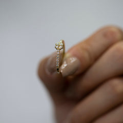 14K Gold Natural Diamond Clover Ring, Elegant Minimalist Four-Leaf Clover Design, Dainty Diamond Promise Ring for Women, Lucky Jewelry Gift