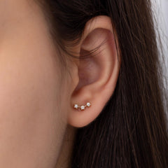 14K Gold Curved Diamond Stud Earrings – Serava