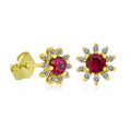 14K Gold Ruby & Diamond Round Earrings – Astra
