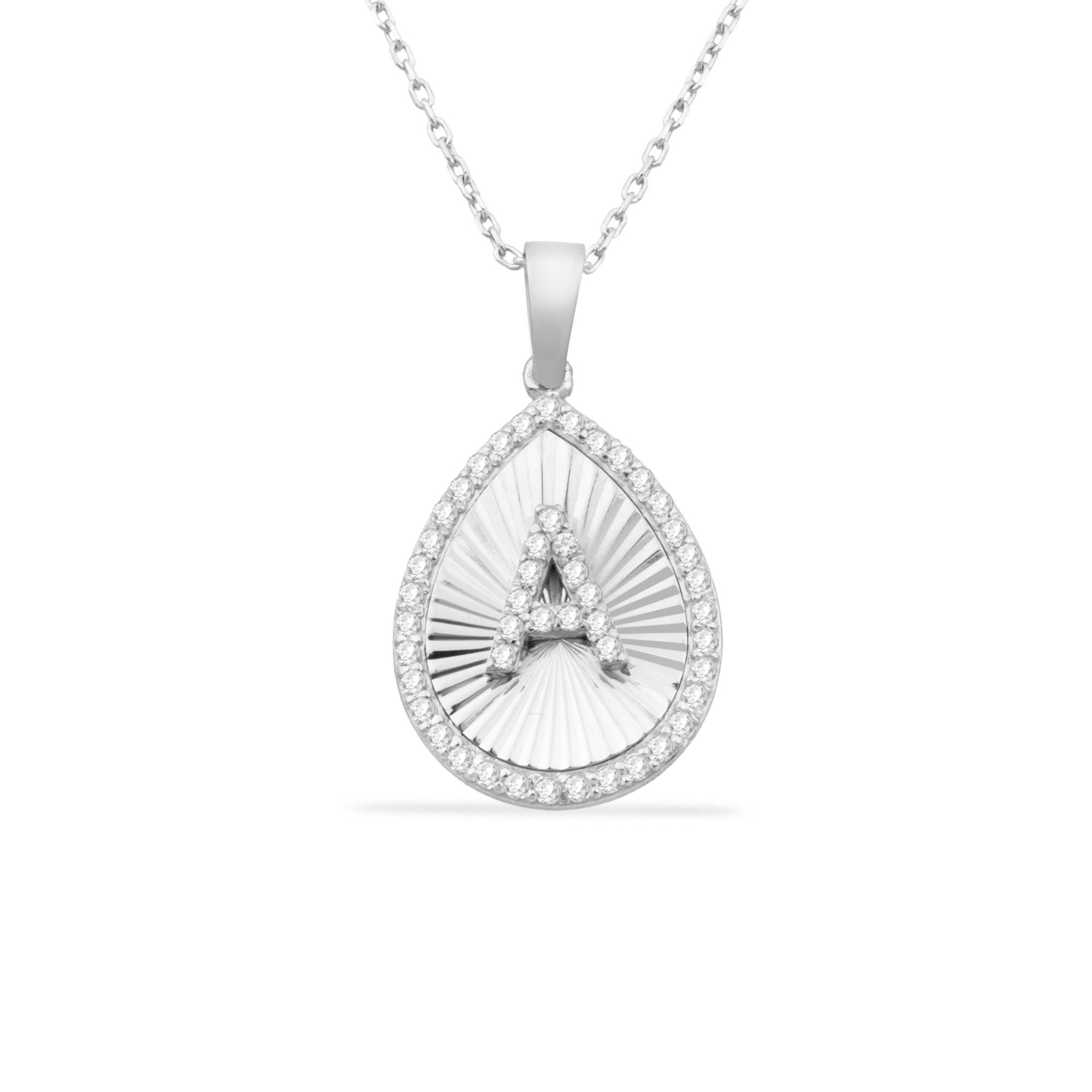 14K Gold Diamond Pear Initial Necklace – Signa