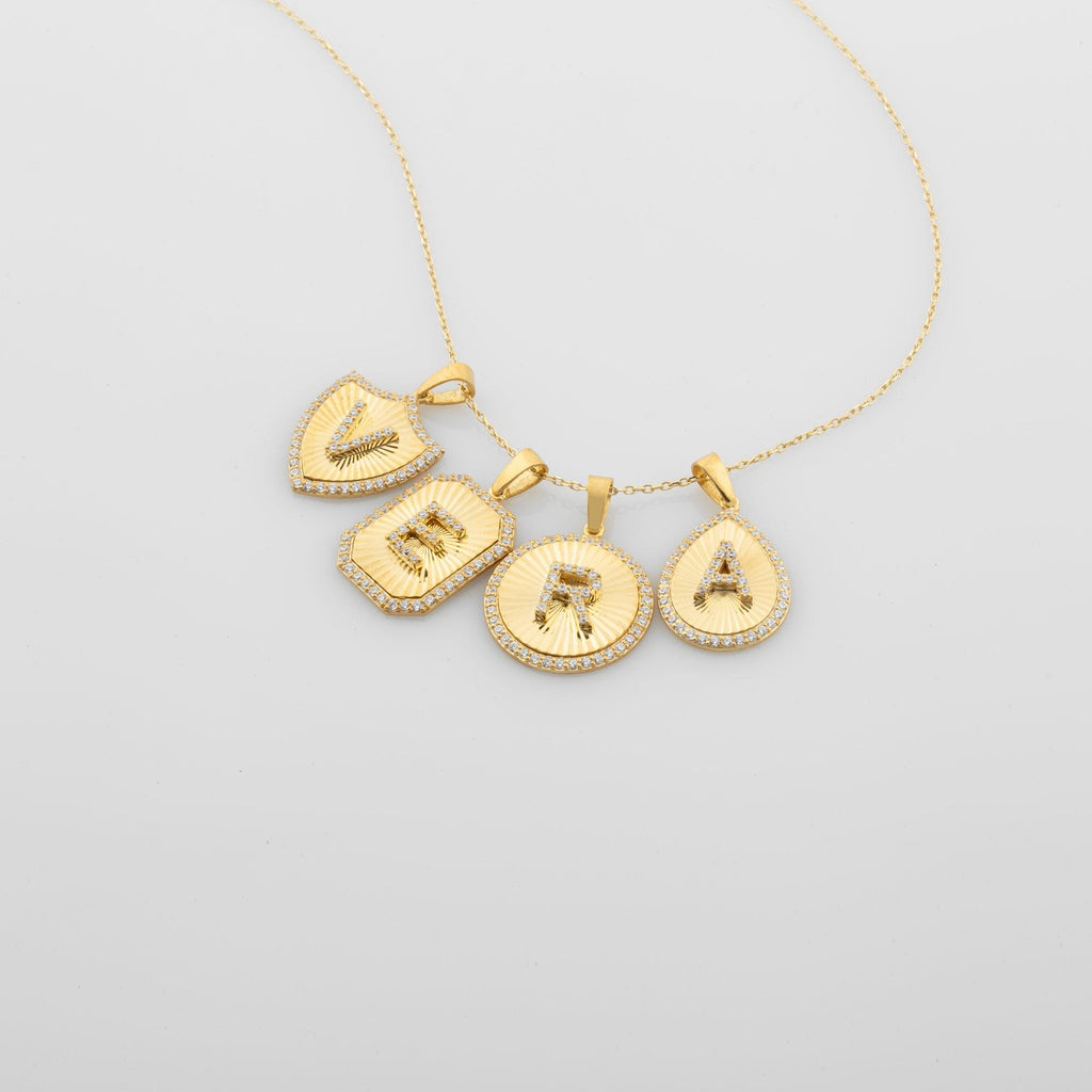 14K Gold Diamond Pear Initial Necklace – Signa