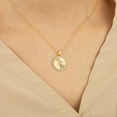 14K Gold Diamond Round Initial Necklace – Signa