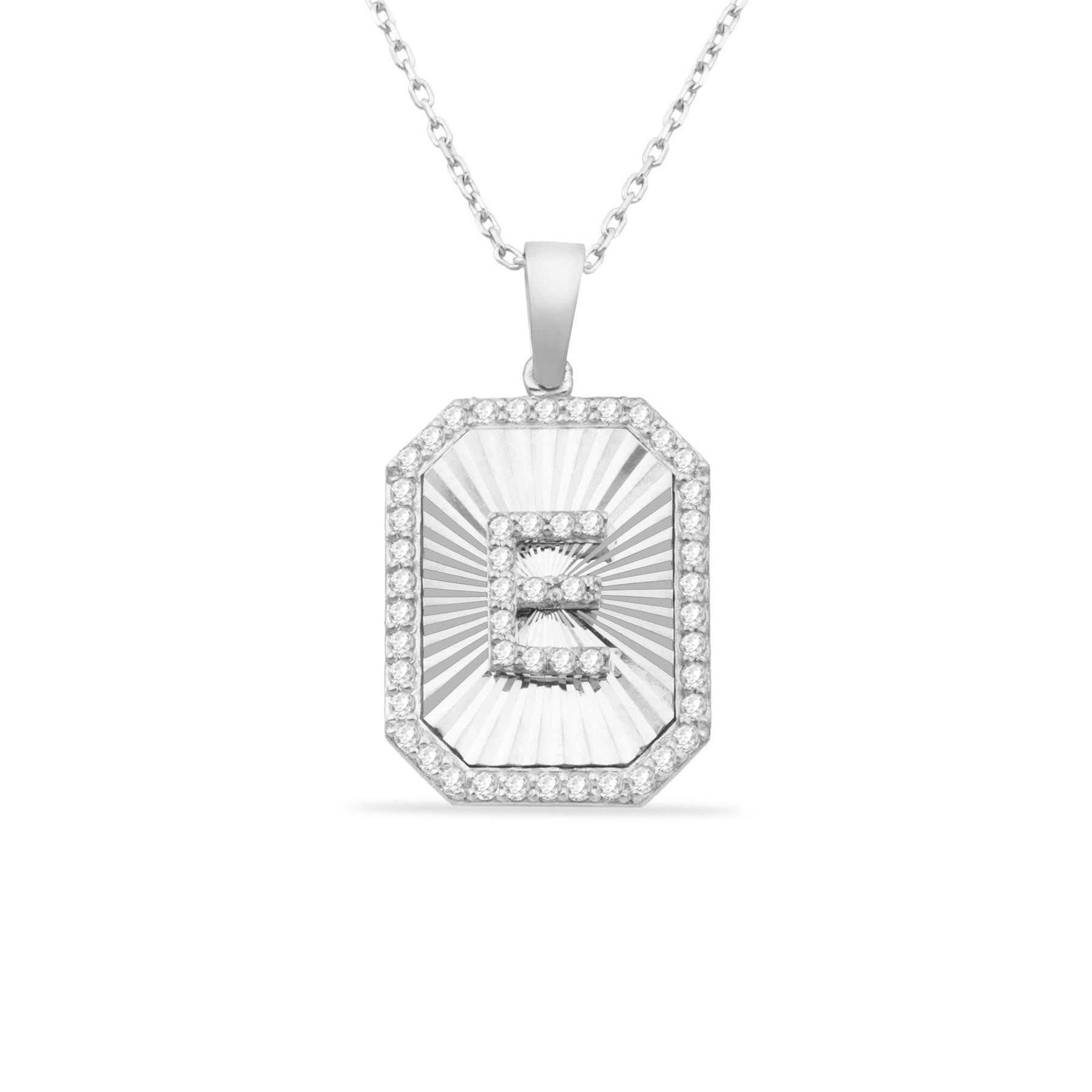 14K Gold Diamond Rectangle Initial Necklace – Signa