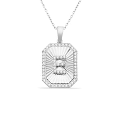 14 Ayar Altın Pırlanta Dikdörtgen Baş Harfli Kolye – Signa