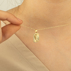 14 Ayar Altın Pırlanta Dikdörtgen Baş Harfli Kolye – Signa