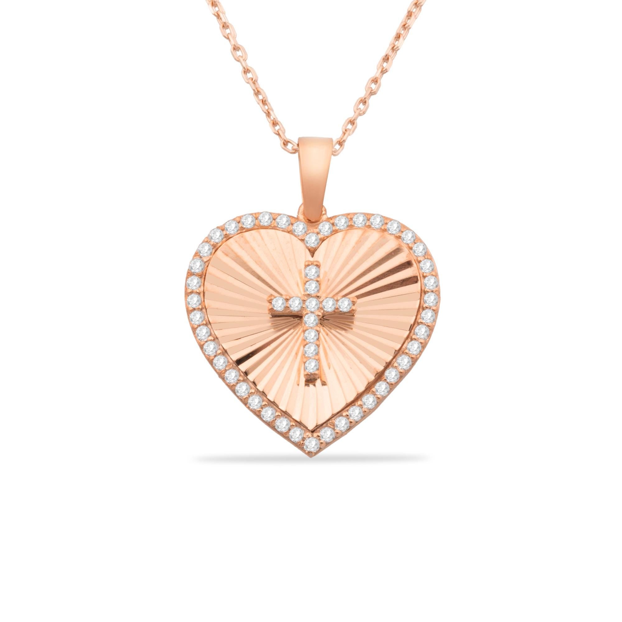 14K Gold Diamond Heart Initial Necklace – Signa