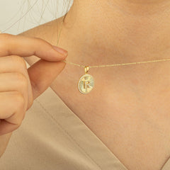 14K Gold Diamond Round Initial Necklace – Signa