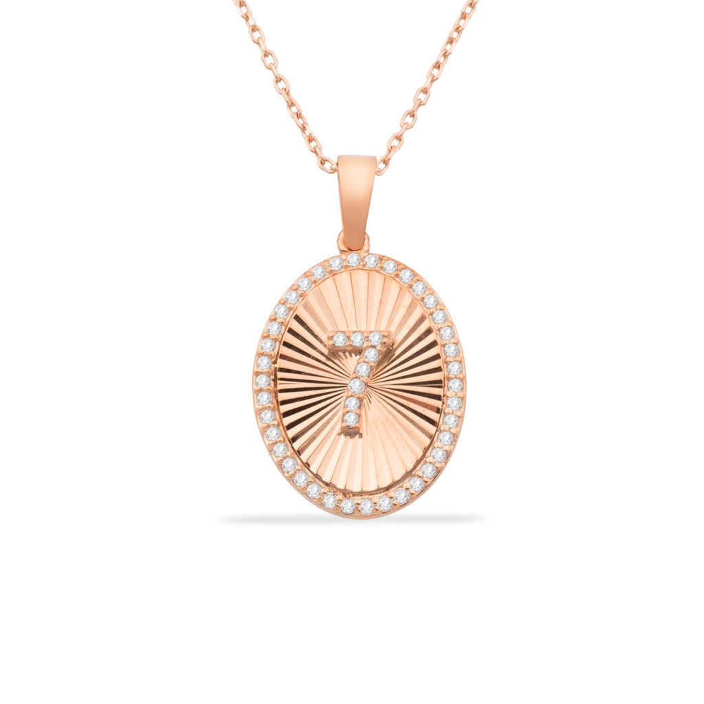 14K Gold Diamond Oval Initial Necklace – Signa