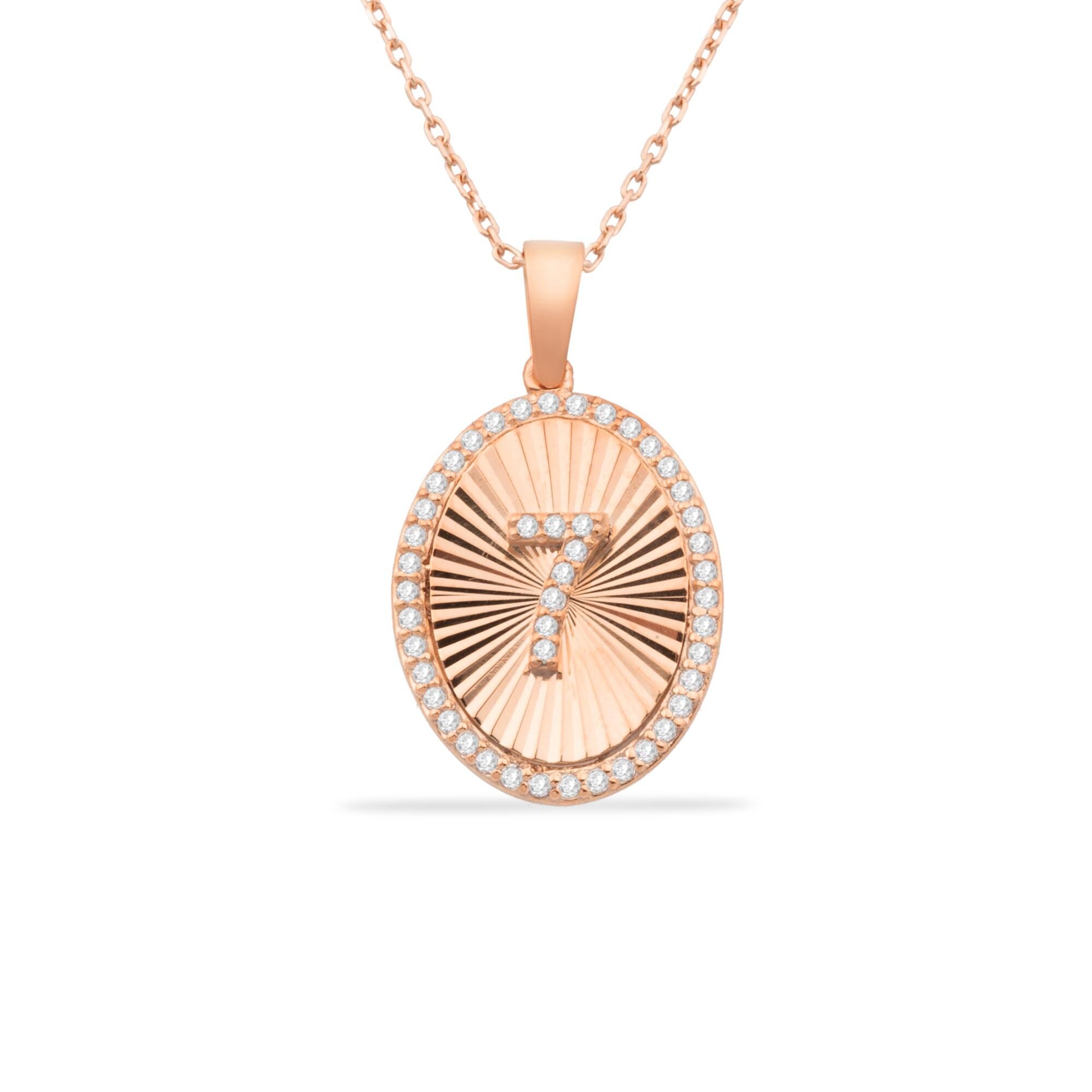 14K Gold Diamond Oval Initial Necklace – Signa