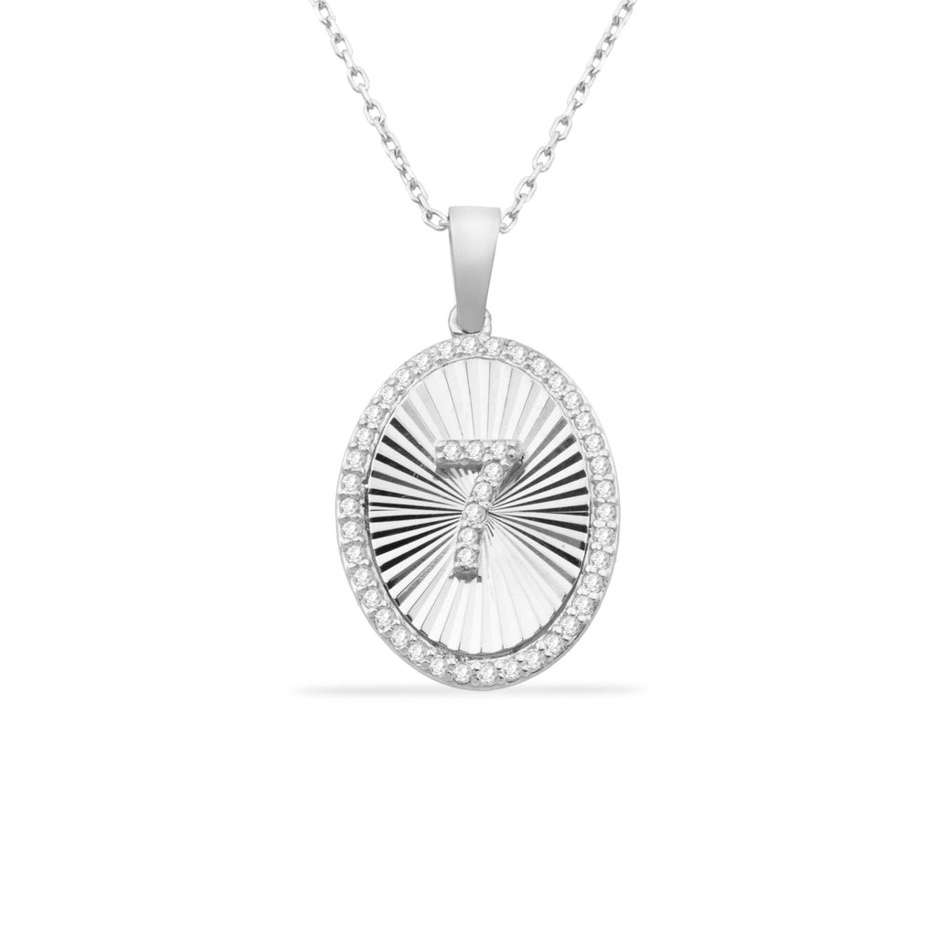 14K Gold Diamond Oval Initial Necklace – Signa