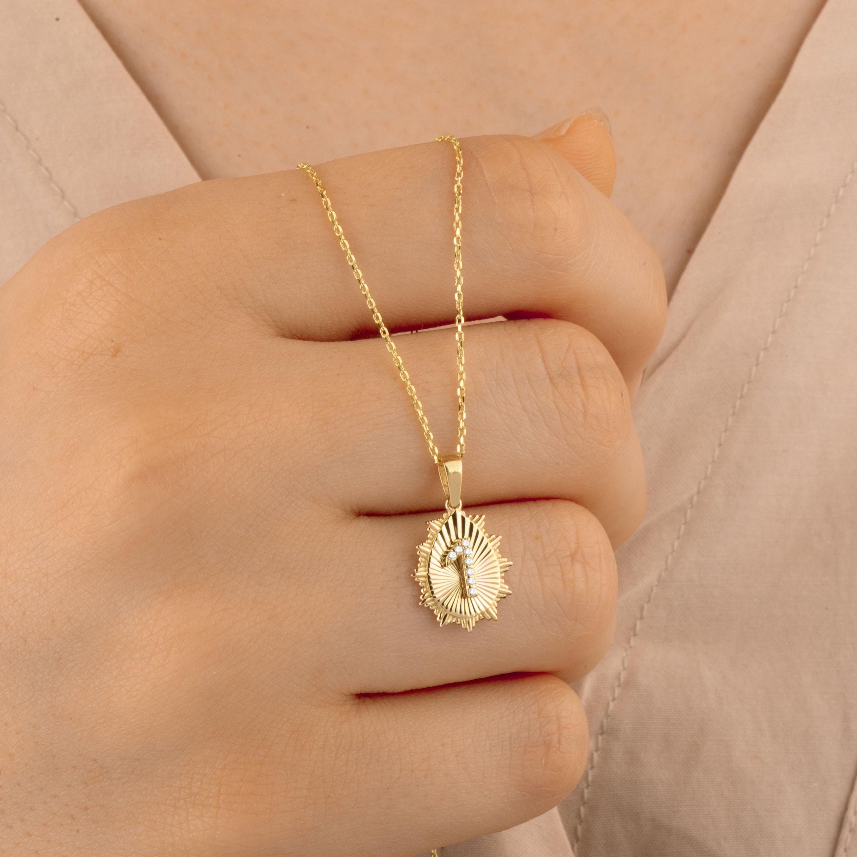 14K Gold Diamond Drop Initial Necklace – Herald