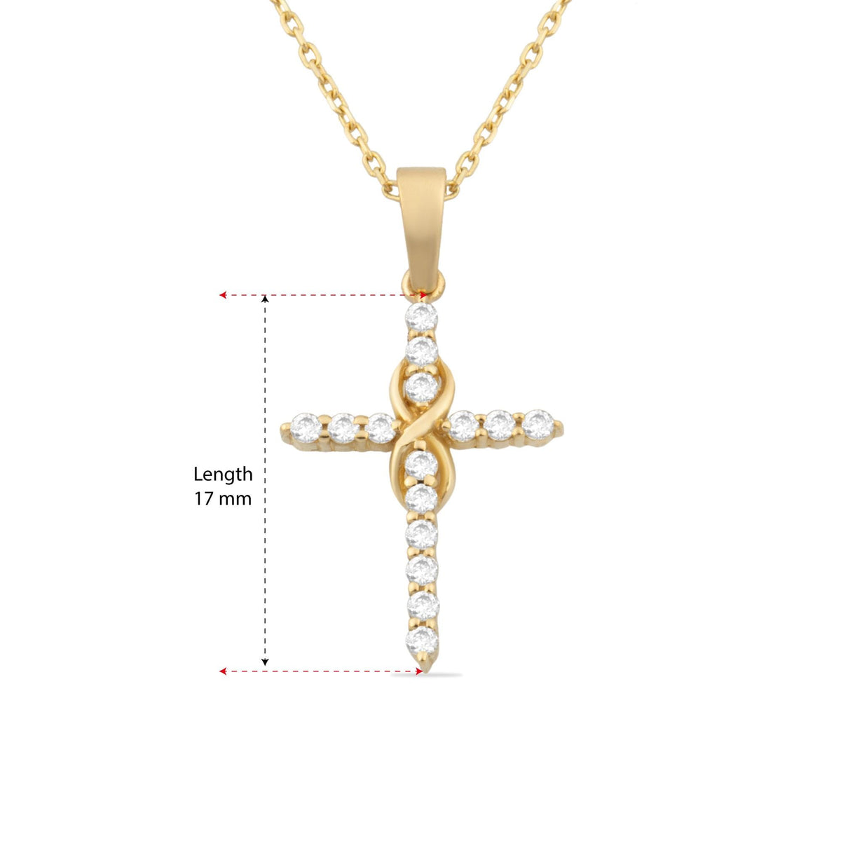 14K Infinity Gold Diamond Cross Necklace – Everlight