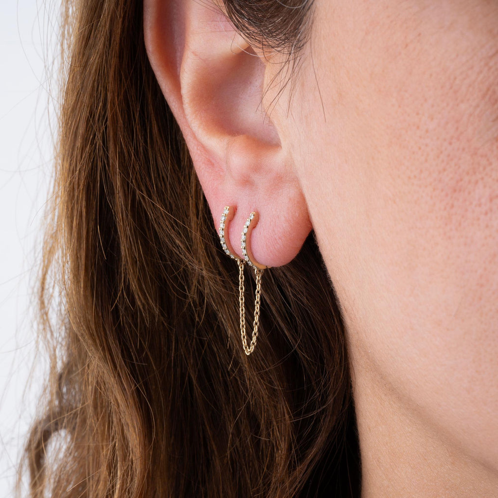 14K Gold Diamond Connected Hoop Earrings – Linkara