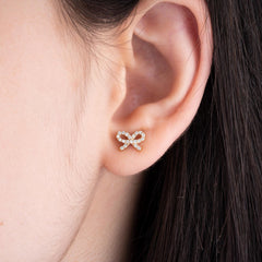 14K Gold Diamond Bow Stud Earrings – Luvienne