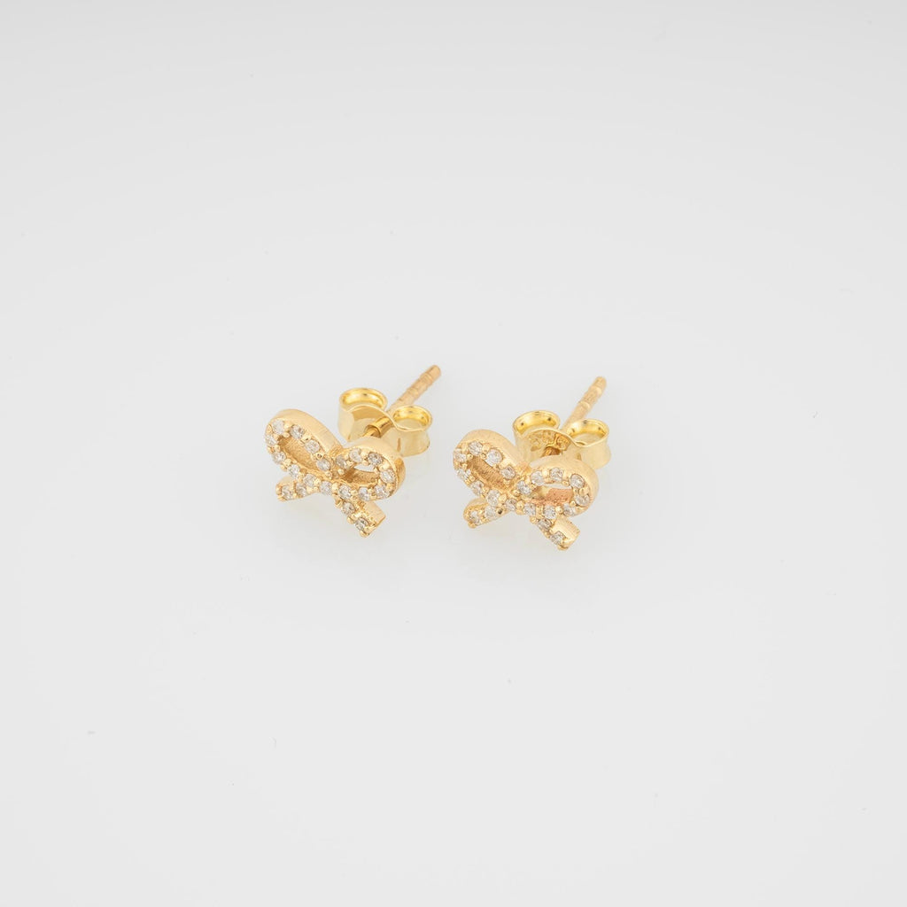 14K Gold Diamond Bow Stud Earrings – Luvienne