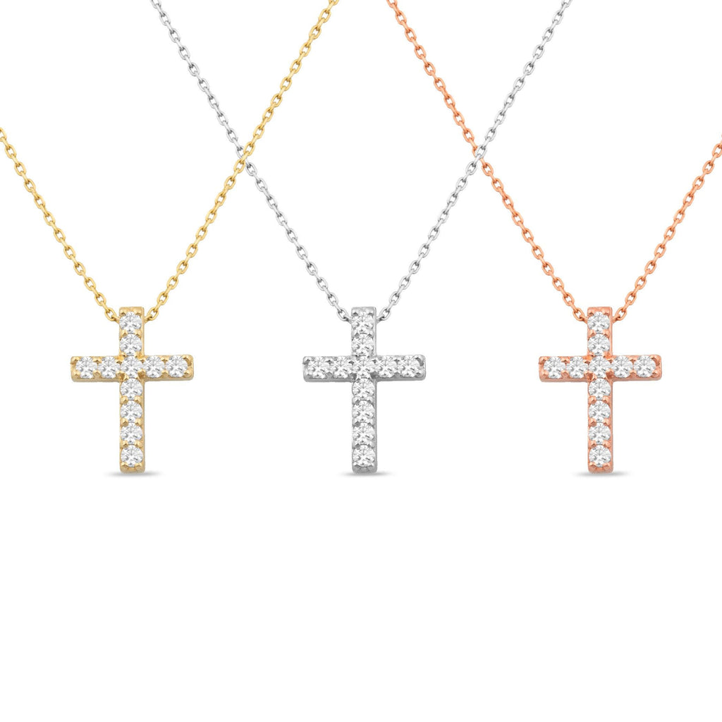 14K Gold Diamond Cross Necklace – Veyra