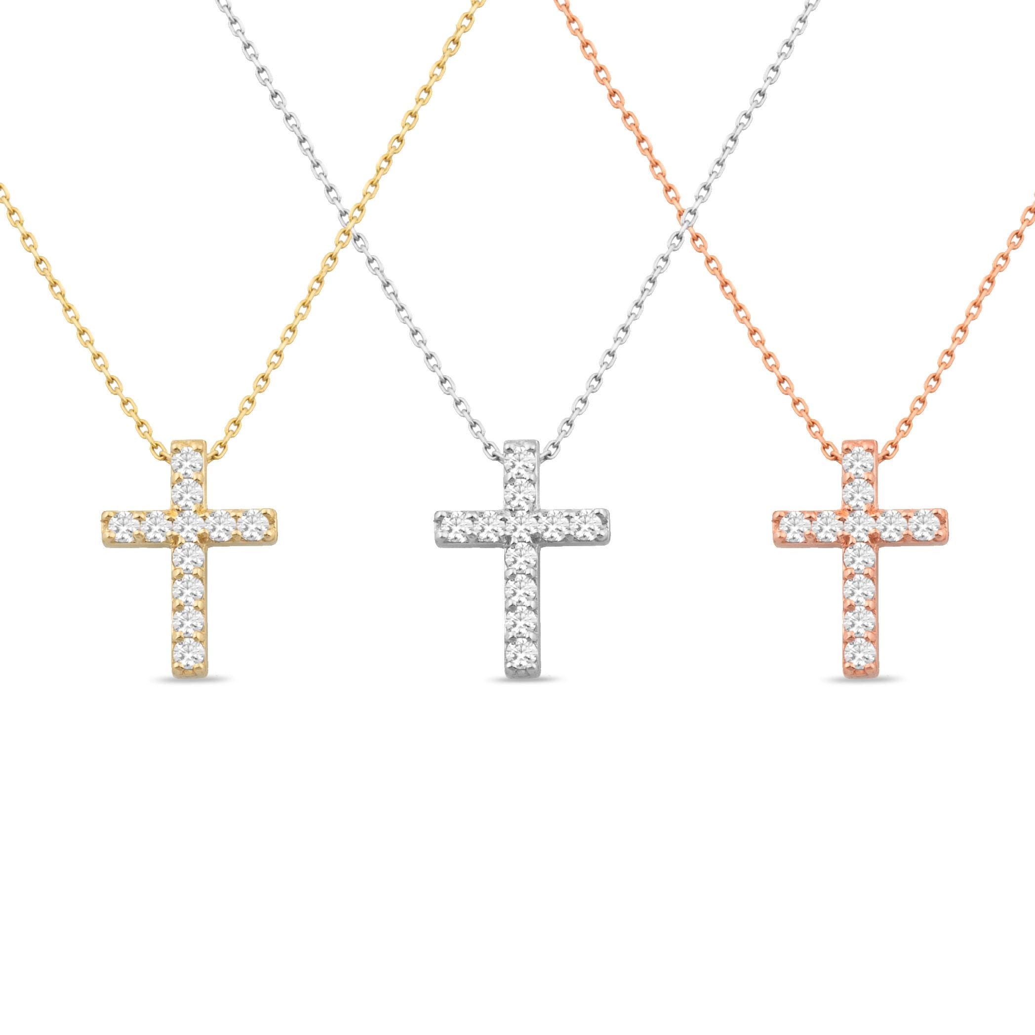 14K Gold Diamond Cross Necklace – Veyra