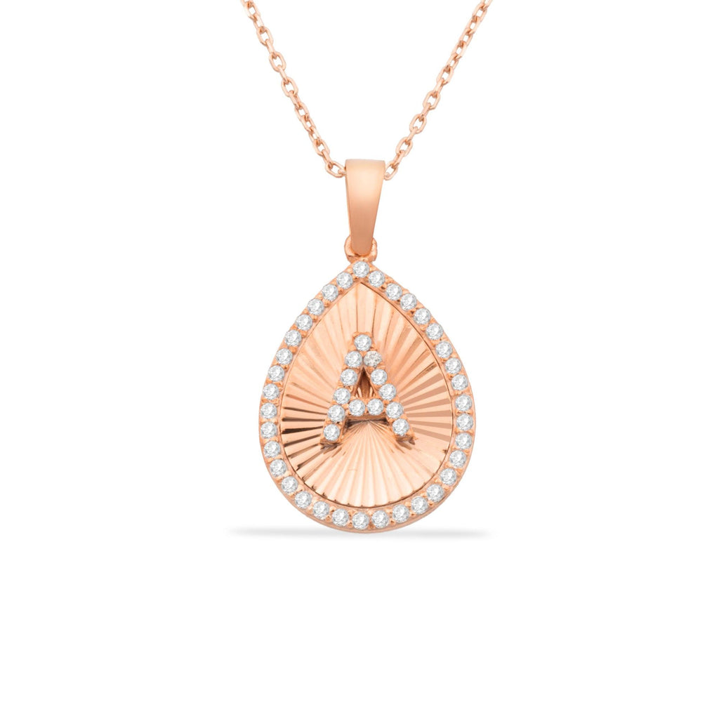 14K Gold Diamond Pear Initial Necklace – Signa