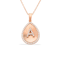 14K Gold Diamond Pear Initial Necklace – Signa